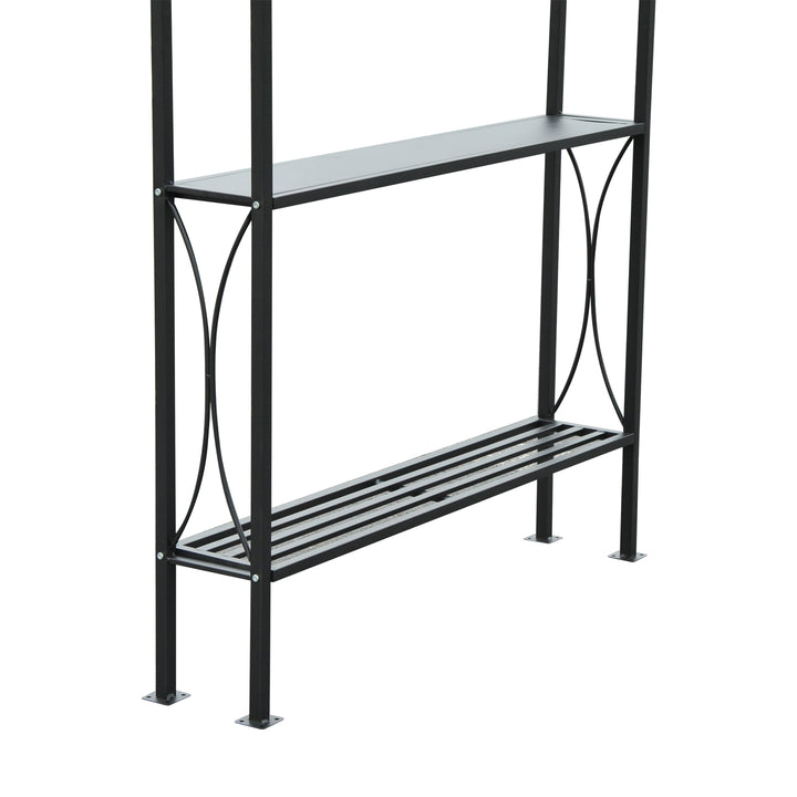 Outsunny 8' x 5' Grill Gazebo Double Tiered Tent Pavilion Grill Canopy Garden Sun Shade with 2-Tires Shelf