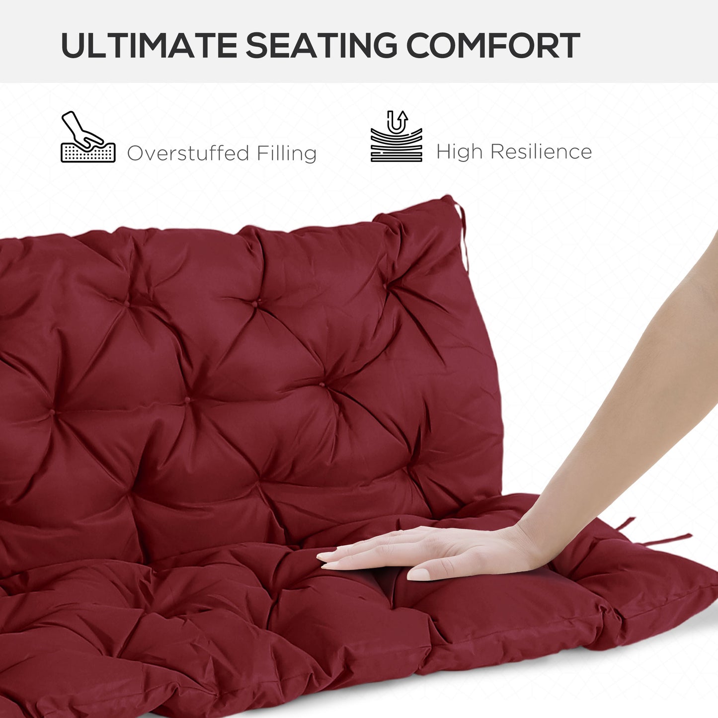 Outsunny 3 Seater Outdoor Seat Pads Bench Swing Chair Replacement Cushions Backrest for Patio Garden, Dark Grey