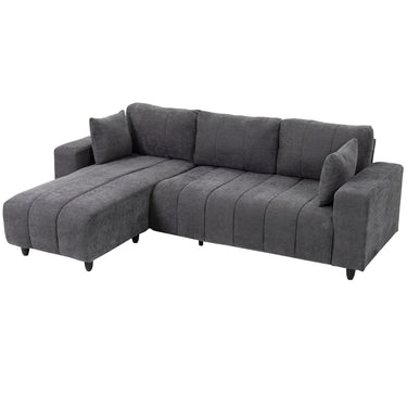HOMCOM Sectional Couch with Integrated Seat, 3 Seater L-Shaped Sofa with Changeable Chaise, Spring Cushion, 2 Pillows, Grey