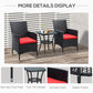 Outsunny 3 Pieces Wicker Patio Furniture Set, Rattan Bistro Set with Glass Top Coffee Table and Cushions, Outdoor Conversation Set for Garden, Porch, Balcony, Grey