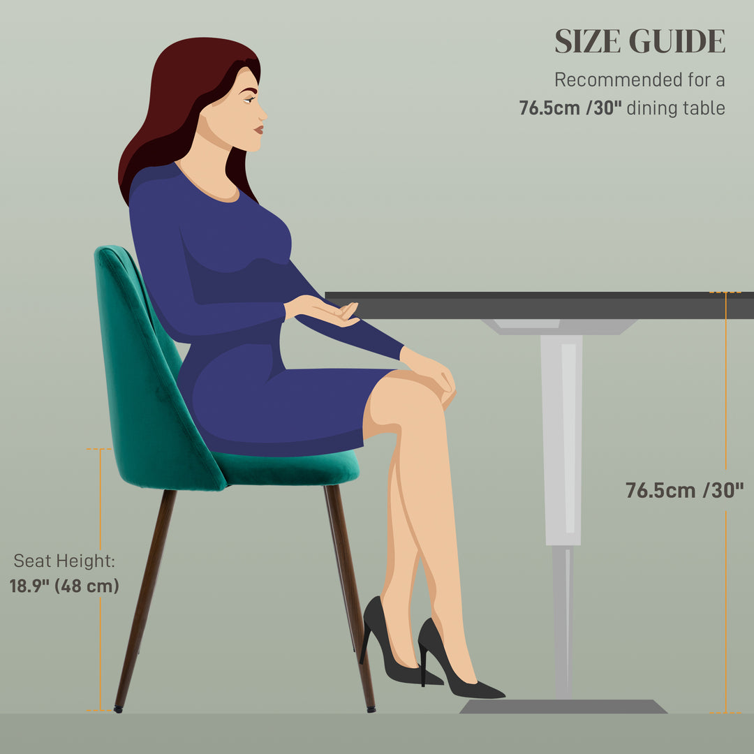 HOMCOM Upholstered Dining Chairs Set of 4, Velvet Accent Chair with Back and Wood-grain Steel Leg for Kitchen, Grey