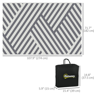 Outsunny Reversible Outdoor RV Rug, Patio Floor Mat, 6' x 9' Plastic Rug for Backyard, Deck, Beach, Camping, Grey and Cream