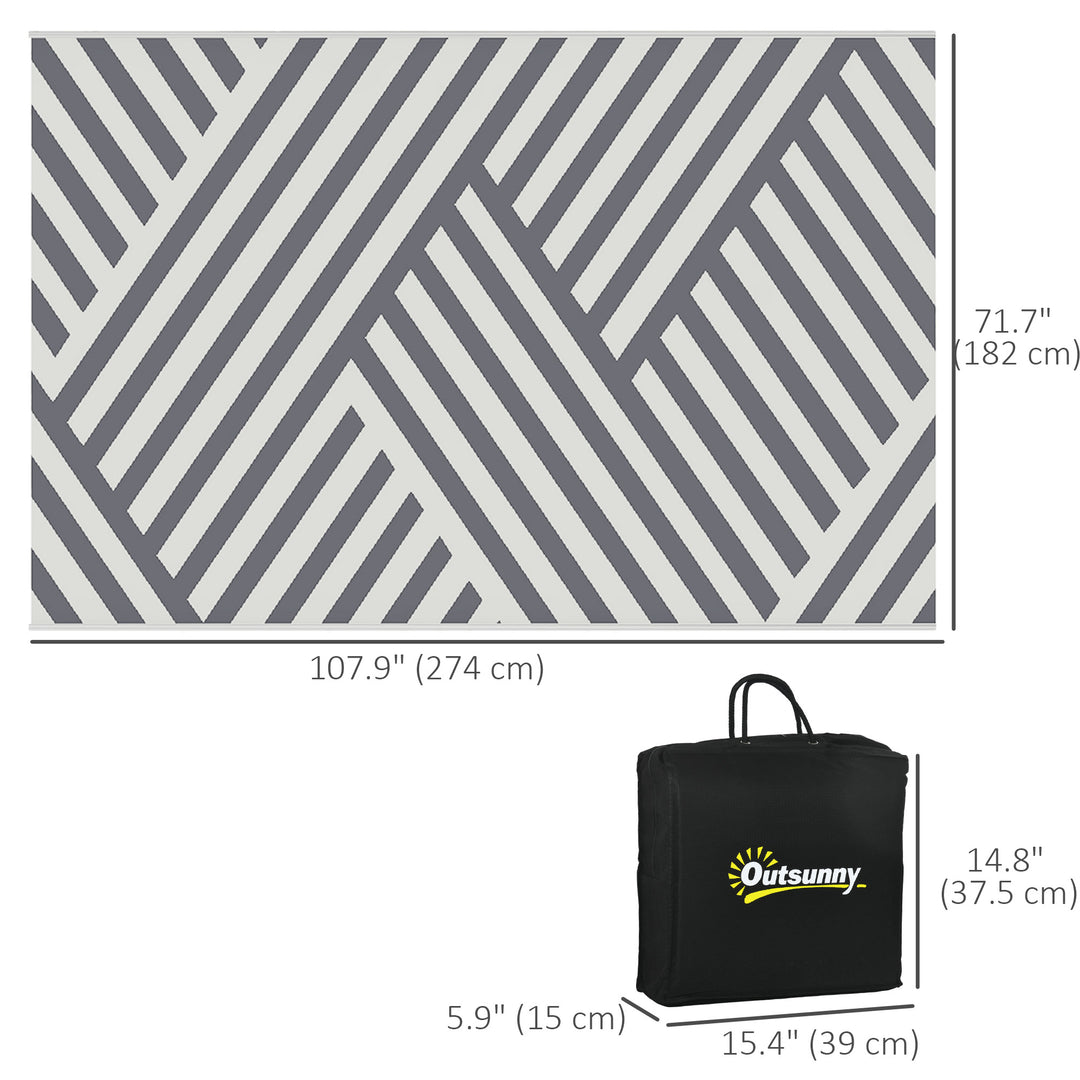 Outsunny Reversible Outdoor RV Rug, Patio Floor Mat, 6' x 9' Plastic Rug for Backyard, Deck, Beach, Camping, Grey and Cream