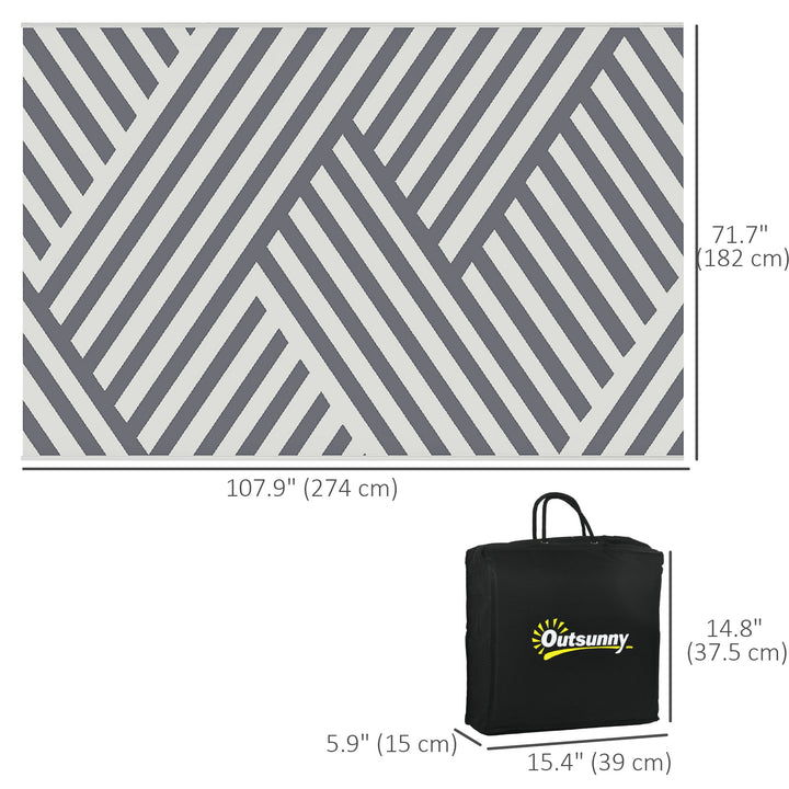 Outsunny Reversible Outdoor RV Rug, Patio Floor Mat, 6' x 9' Plastic Rug for Backyard, Deck, Beach, Camping, Grey and Cream