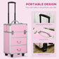 HOMCOM Rolling Makeup Train Case, Large Storage Cosmetic Trolley, Lockable Traveling Cart Trunk with Folding Trays, Swivel Wheels
