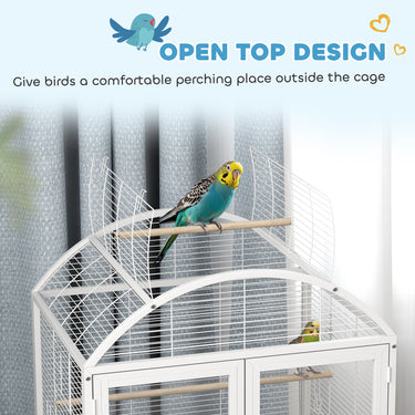 PawHut 30 Inch Open Top Bird Cage with Removable Tray, Food Container for Medium Small Bird, Finches, Dark Grey