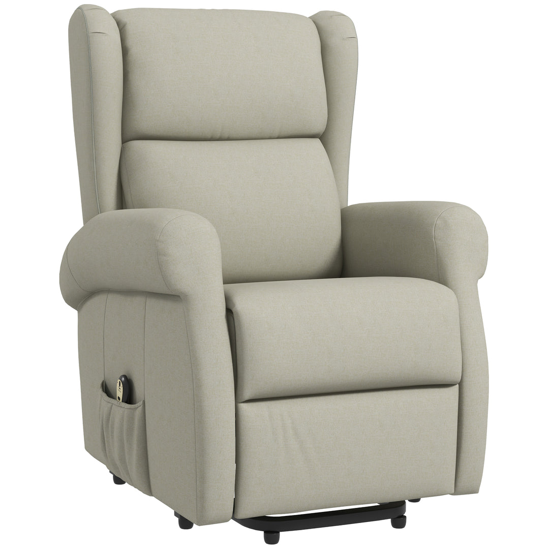 HOMCOM Wingback Lift Chair for Elderly, Power Chair Recliner with Footrest, Remote Control, Side Pockets, Grey