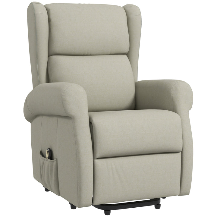 HOMCOM Wingback Lift Chair for Elderly, Power Chair Recliner with Footrest, Remote Control, Side Pockets, Grey