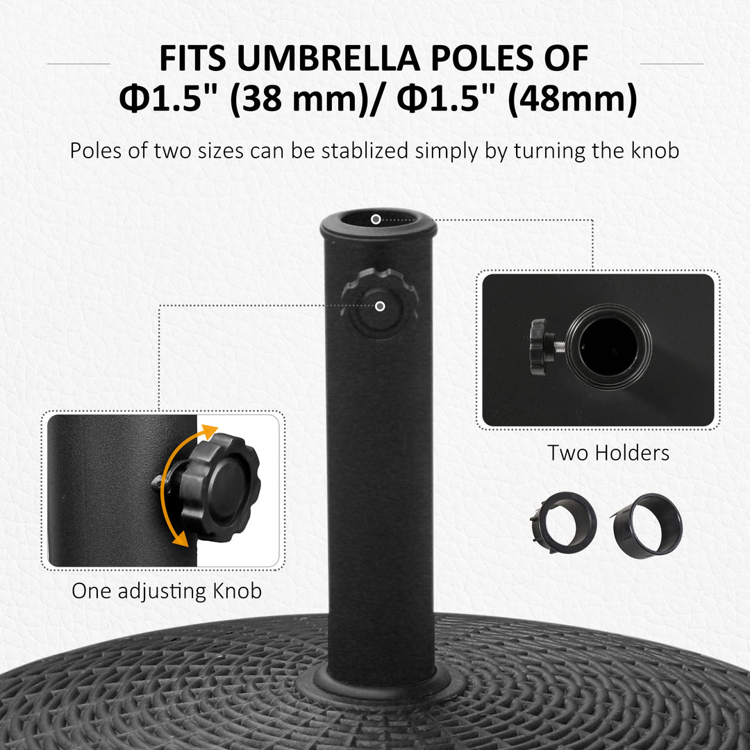 Outsunny 20.5" Round Parasol Base Resin Patio Umbrella Base Garden Parasol Holder Outdoor Offset Weight Stand with Wheels Black