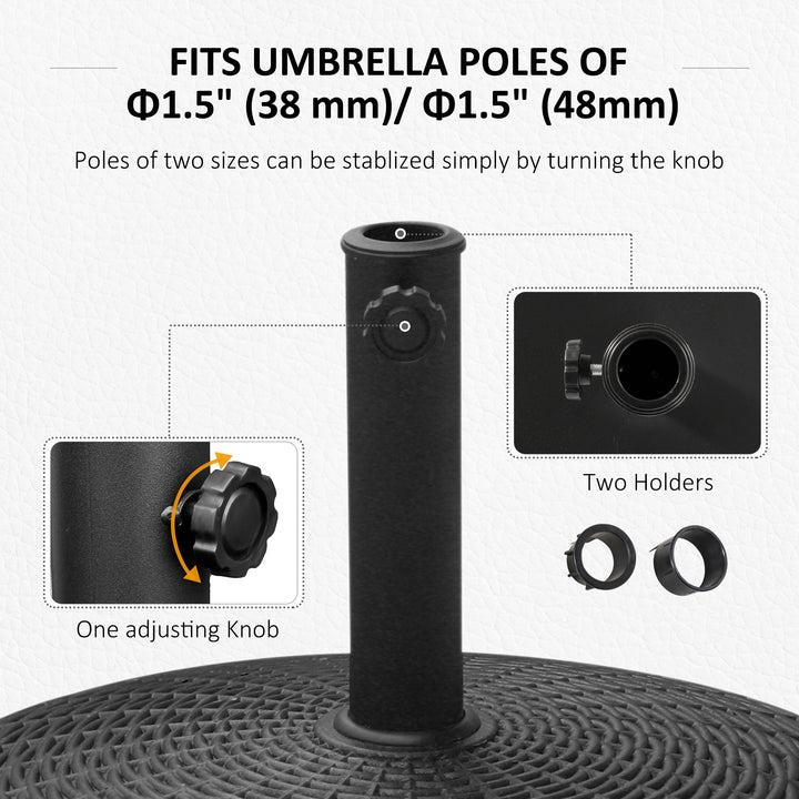 Outsunny 20.5" Round Parasol Base Resin Patio Umbrella Base Garden Parasol Holder Outdoor Offset Weight Stand with Wheels Black