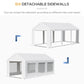 Outsunny 20â€™ x 10â€™ Heavy Duty Party Tent Outdoor Carport Canopy Shelter Gazobo with Sidewall, Zipper Door and Windows, White