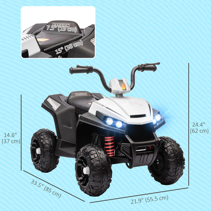 Qaba 12V Kids ATV with Four Wheels Spring Suspension, Forward & Backward, LED Light, MP3, Music, Blue