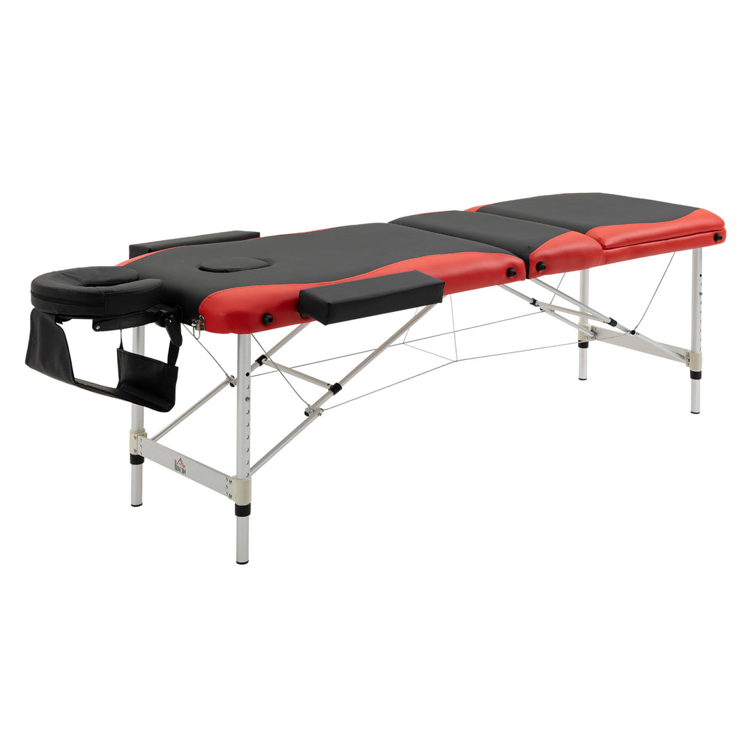 HOMCOM 85" 3 Section Foldable Massage Table Professional Salon SPA Facial Couch Bed (Black/Orange)