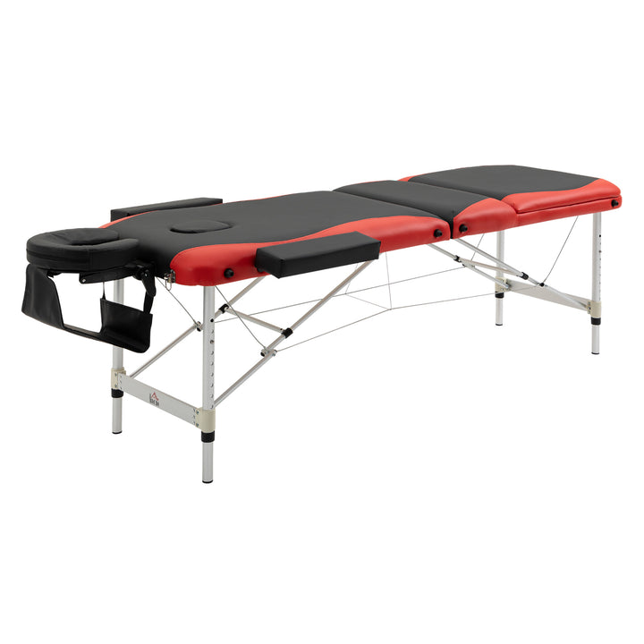 HOMCOM 85" 3 Section Foldable Massage Table Professional Salon SPA Facial Couch Bed (Black/Orange)