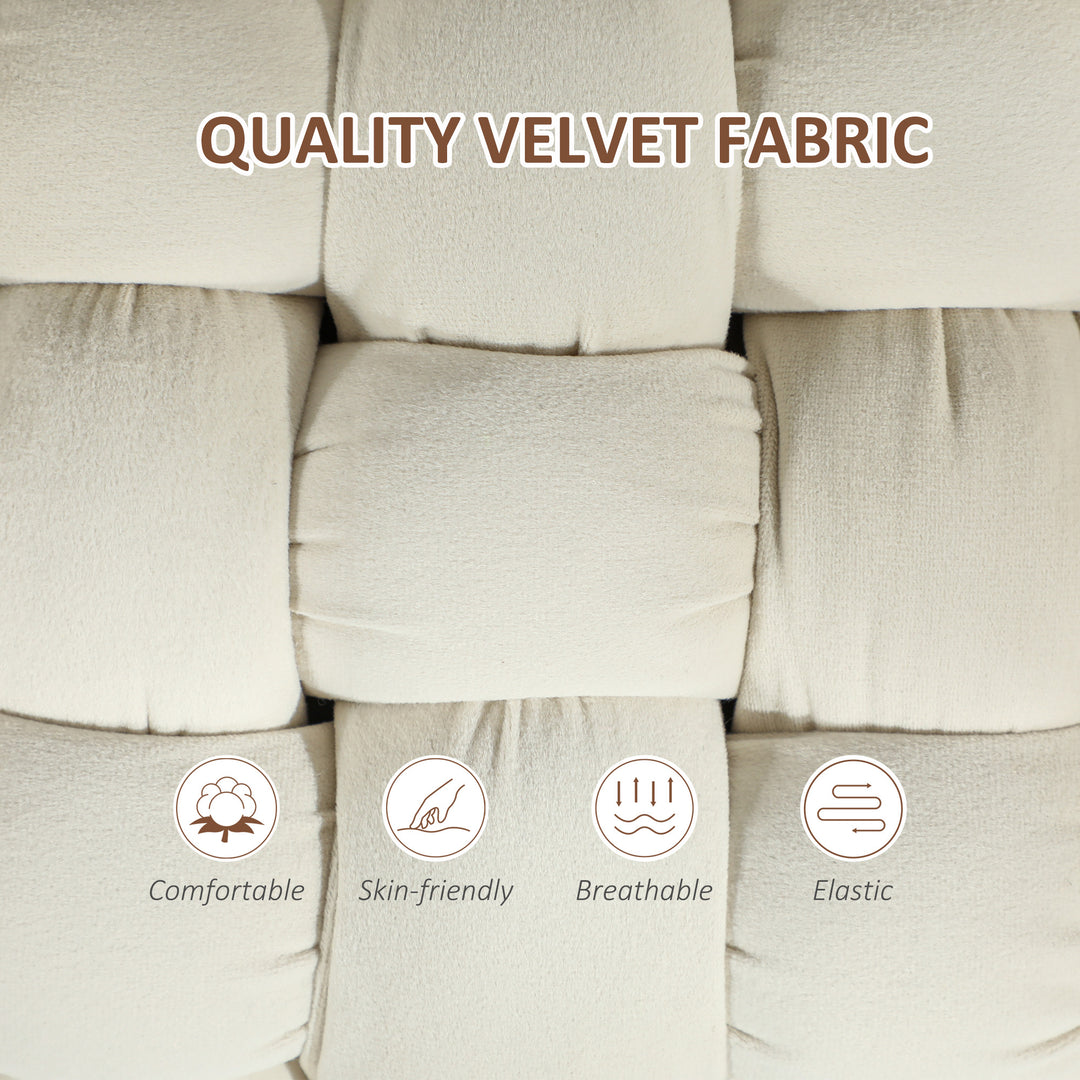 HOMCOM Upholstered Velvet End of Bed Bench 39" Woven End of Bed Bench with Gold Metal Legs for Entryway, Cream White