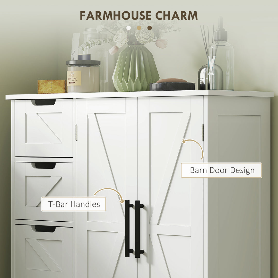 HOMCOM Bathroom Floor Cabinet, Farmhouse Bathroom Storage Cabinet with Adjustable Shelf, Black