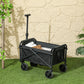Outsunny Collapsible Folding Garden Cart, Heavy Duty Lawn Wagon with Universal Wheels and Adjustable Handle, Black