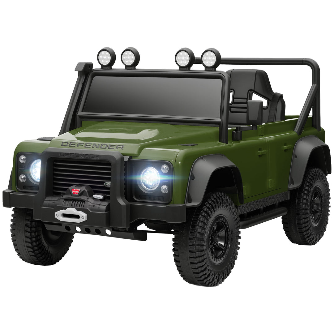 Qaba Land Rover Licensed Kids Ride on Truck with Remote Control, Spring Suspension, LED Lights, 3 Speed, Dark Green