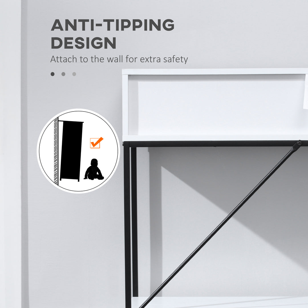 HOMCOM Modern Console Table with 2 Drawers, 2 Tier Entryway Table with storage Shelf, Narrow Sofa Table for Living Room, Hallway, White