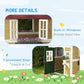 Outsunny Wooden Playhouse for Kids Outdoor with Door, Windows, Planter Pots and Boxes for Toddlers 3-8 Years, Beige