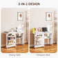 HOMCOM Sewing Machine Cabinet, Folding Sewing Table with Storage Shelf, Bins and Lockable Wheels for Small Space, White
