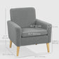 HOMCOM Fabric Accent Chair, Modern Upholstered Armchair with Wood Legs and Wide Padded Seat, Cream White
