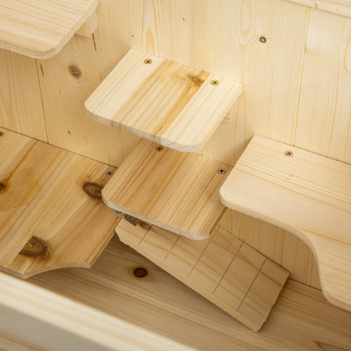 PawHut 5 Tier Fir Wood Hamster Cage Mouse Rats Small Animals Play House Exercise Activity Center