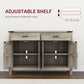 HOMCOM Farmhouse Buffet Cabinet Sideboard with 1 Drawer, 1 Storage Cabinet and Adjustable Shelf, White
