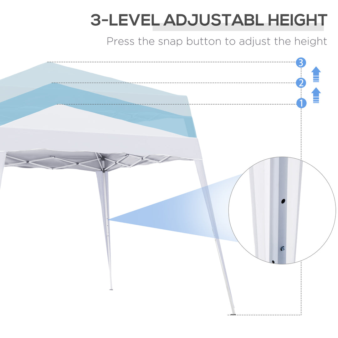 Outsunny 8' x 8' Pop Up Canopy, Outdoor Foldable Tent, Portable Canopy Tent with Carrying Bag for Camping, Party, Picnic, White