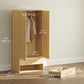 HOMCOM Modern Wardrobe Closet Armoire with 2 Drawers and Hanging Rod, Clothes Storage Organizer for Bedroom, Natural Wood