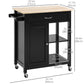 HOMCOM Rolling Kitchen Cart with Wood Top and Drawer, Kitchen Island on Wheels for Dining Room, Grey
