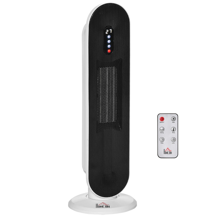 HOMCOM Ceramic Tower Heater, Oscillating Space Heater with Remote Control, Timer, Tip-Over & Overheat Protect, 750W/1500W