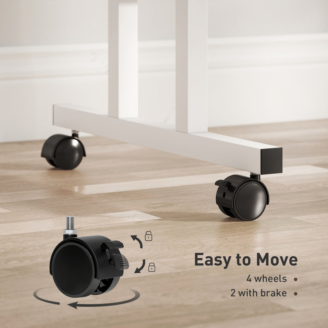 HOMCOM Stand Up Desk, Height & Angle Adjustable Computer Desk with Wheels for Standing or Sitting, Laptop Table, Natural