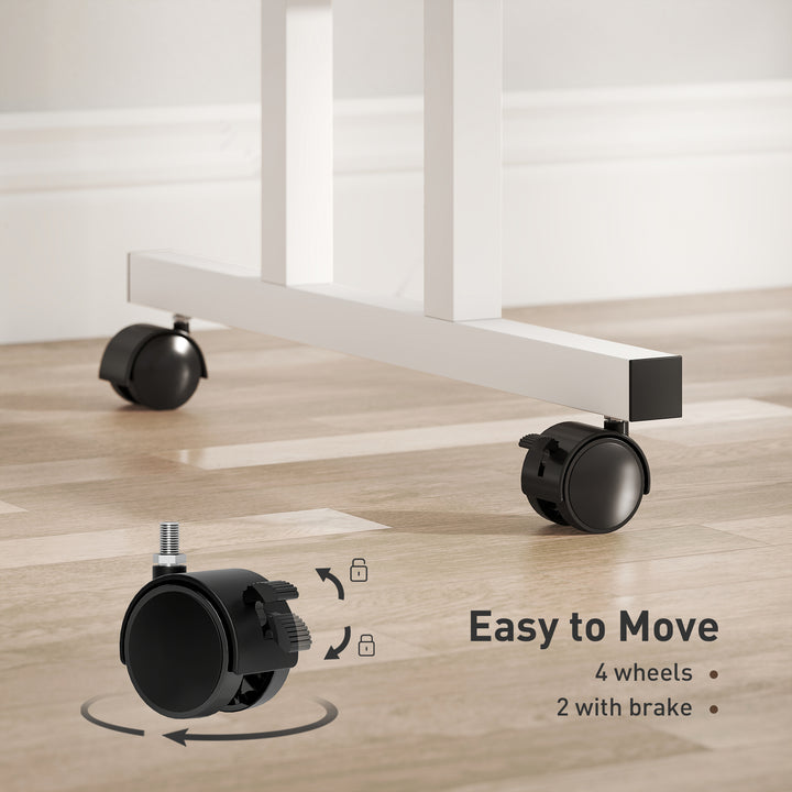 HOMCOM Stand Up Desk, Height & Angle Adjustable Computer Desk with Wheels for Standing or Sitting, Laptop Table, Natural