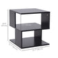 HOMCOM Modern Square 3 Tier Wood Coffee Side Table Storage Shelf Rack End Table Home Office Living Room Small Desk Black