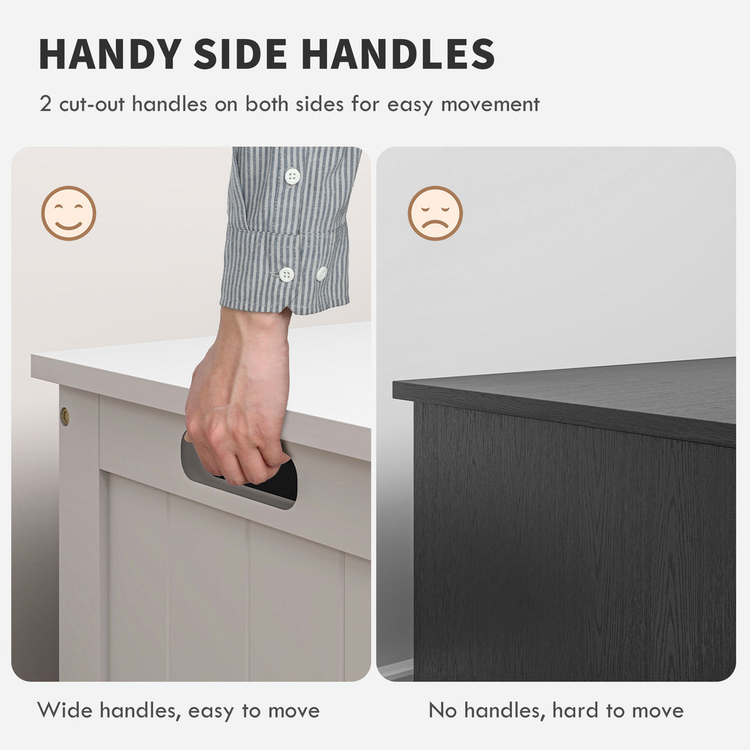 HOMCOM Storage Trunk with 2 Safety Hinges, Modern Entryway Bench with Side Handles, Storage Chest for Living Room, Black