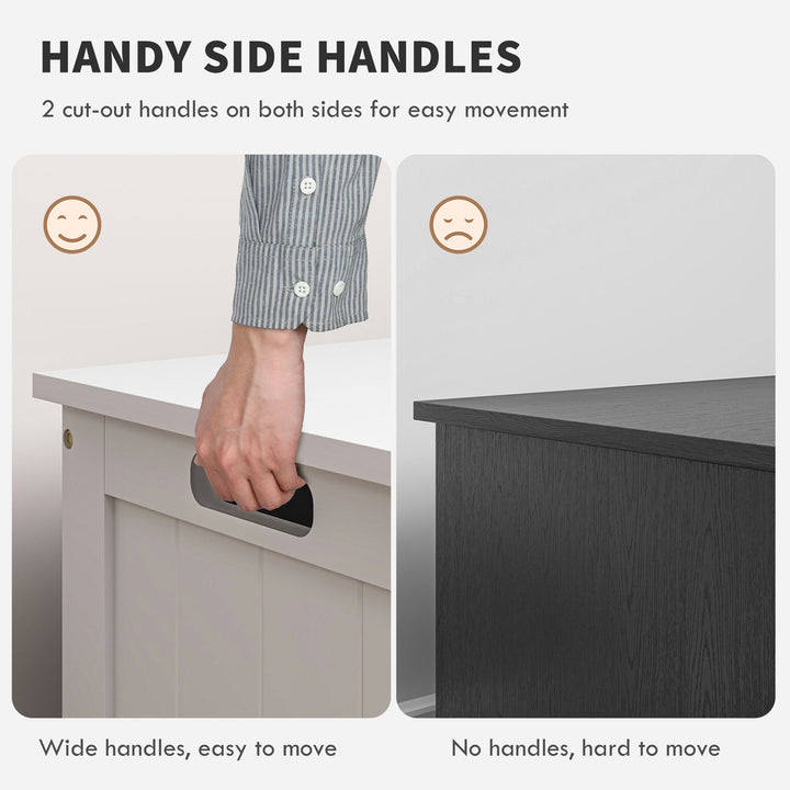 HOMCOM Storage Trunk with 2 Safety Hinges, Modern Entryway Bench with Side Handles, Storage Chest for Living Room, Black