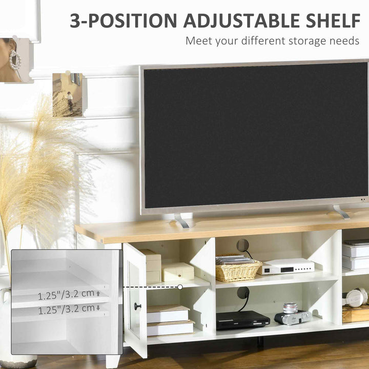 HOMCOM Fireplace TV Stand for TVs up to 60 inches, Wood TV Cabinet w/ Storage Doors or Living Room, Office, Coffee