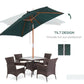 Outsunny 6.6x5ft Square Market Parasol, Wooden Patio Umbrella with Tilt Mechanism and 6 Bamboo Ribs, Garden Sunshade, Wine Red