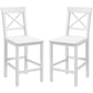 HOMCOM Counter Height Stools Set of 2, Farmhouse Bar Stools with Backs, Solid Wood Counter Stools for Kitchen Island
