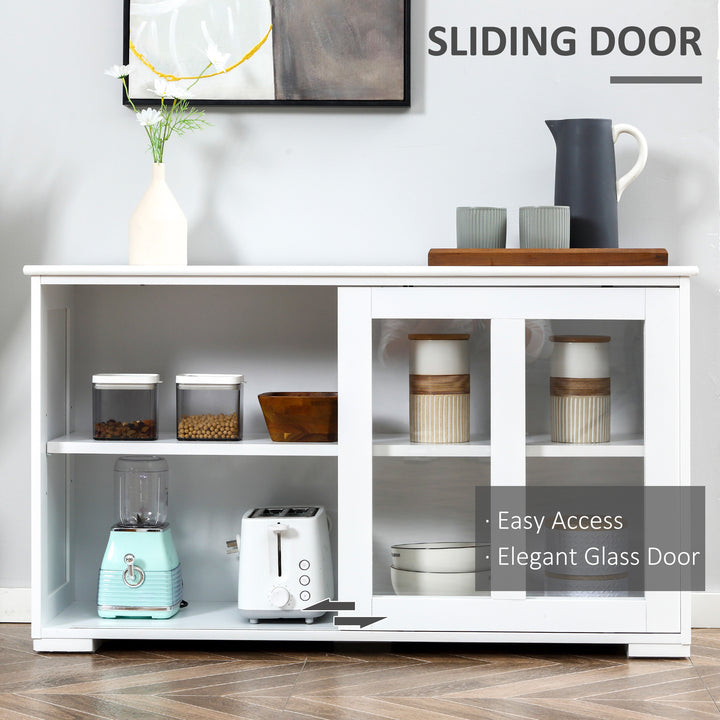 HOMCOM Kitchen Sideboard, Stackable Storage Cabinet, Sliding Glass Door Console, Serving Buffet for Kitchen & Dining Room
