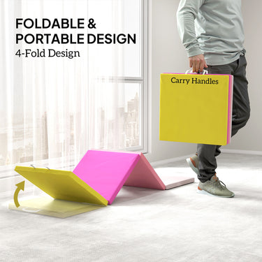 Soozier 8ft Folding Gymnastics Mat, Thick Exercise Mat with Carry Handles for Home Gym Yoga Aerobics Fitness Training