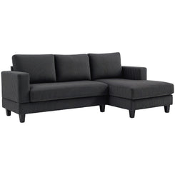 HOMCOM L Shaped Couch, L Shape Sofa with Chaise Lounge and Spring Cushion for Living Room, Bedroom, Grey