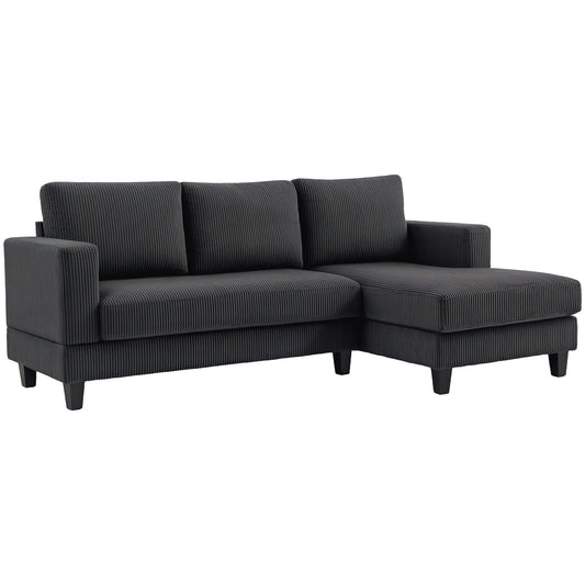 HOMCOM L Shaped Couch, L Shape Sofa with Chaise Lounge and Spring Cushion for Living Room, Bedroom, Grey