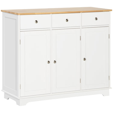 HOMCOM Modern Sideboard, Buffet Cabinet with Storage Cabinets, Drawers and Adjustable Shelves for Living Room, White