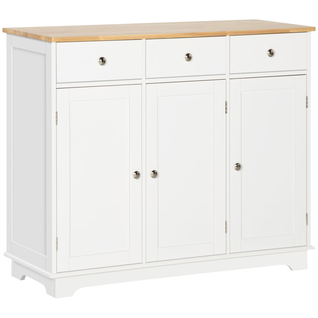 HOMCOM Modern Sideboard, Buffet Cabinet with Storage Cabinets, Drawers and Adjustable Shelves for Living Room, White