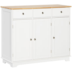 HOMCOM Modern Sideboard, Buffet Cabinet with Storage Cabinets, Drawers and Adjustable Shelves for Living Room, White