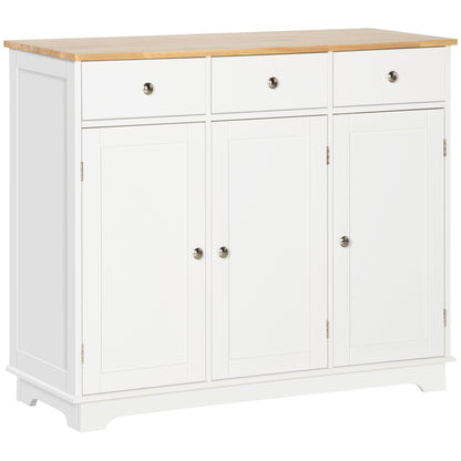 HOMCOM Modern Sideboard, Buffet Cabinet with Storage Cabinets, Drawers and Adjustable Shelves for Living Room, White