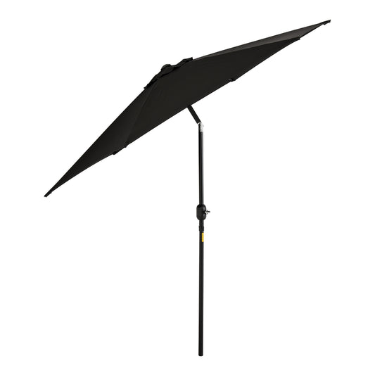 Outsunny 8.5' Round Aluminum Patio Umbrella Garden Parasol Market Sunshade Tilt Canopy w/ 6 Ribs, Crank Handle, Black