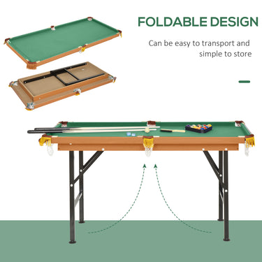 Soozier 54.3"L Mini Pool Table Portable Billiard Table Includes Cues, Ball, Chalk, Rack, Green